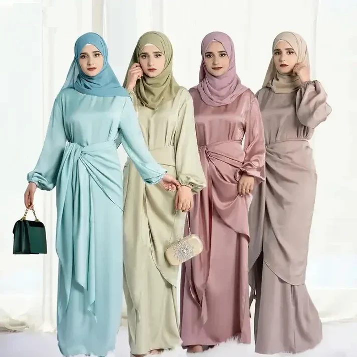 Elegant silky satin abaya set, modest & comfortable for everyday wear
